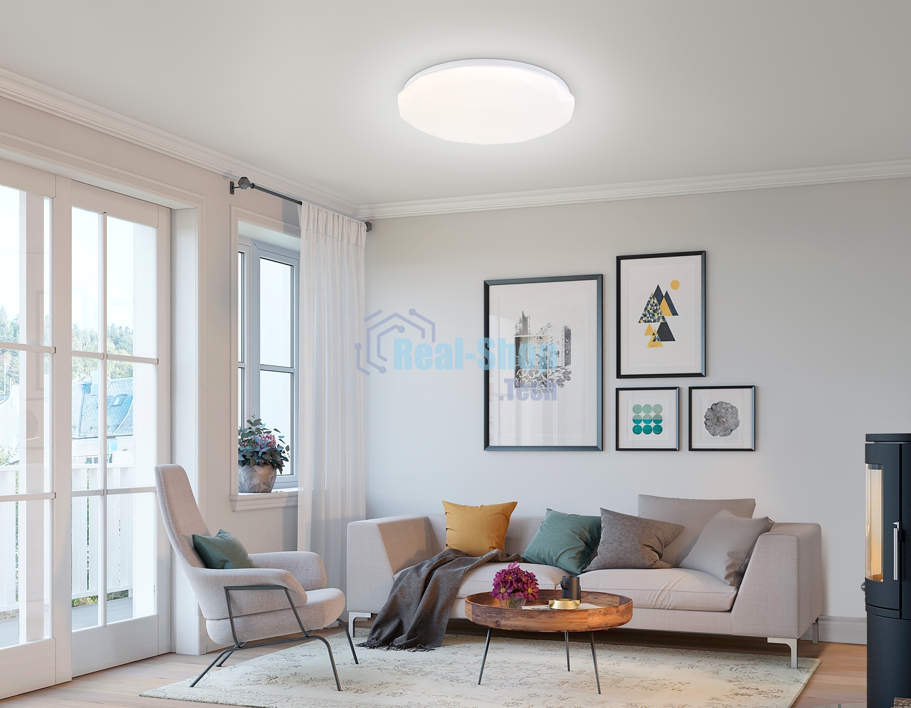 Светодиодный светильник RGB Ambrella light FZ417 WH белый IP20 46W 3000K-6500K+RGB D380*60 (ПДУ ИК)