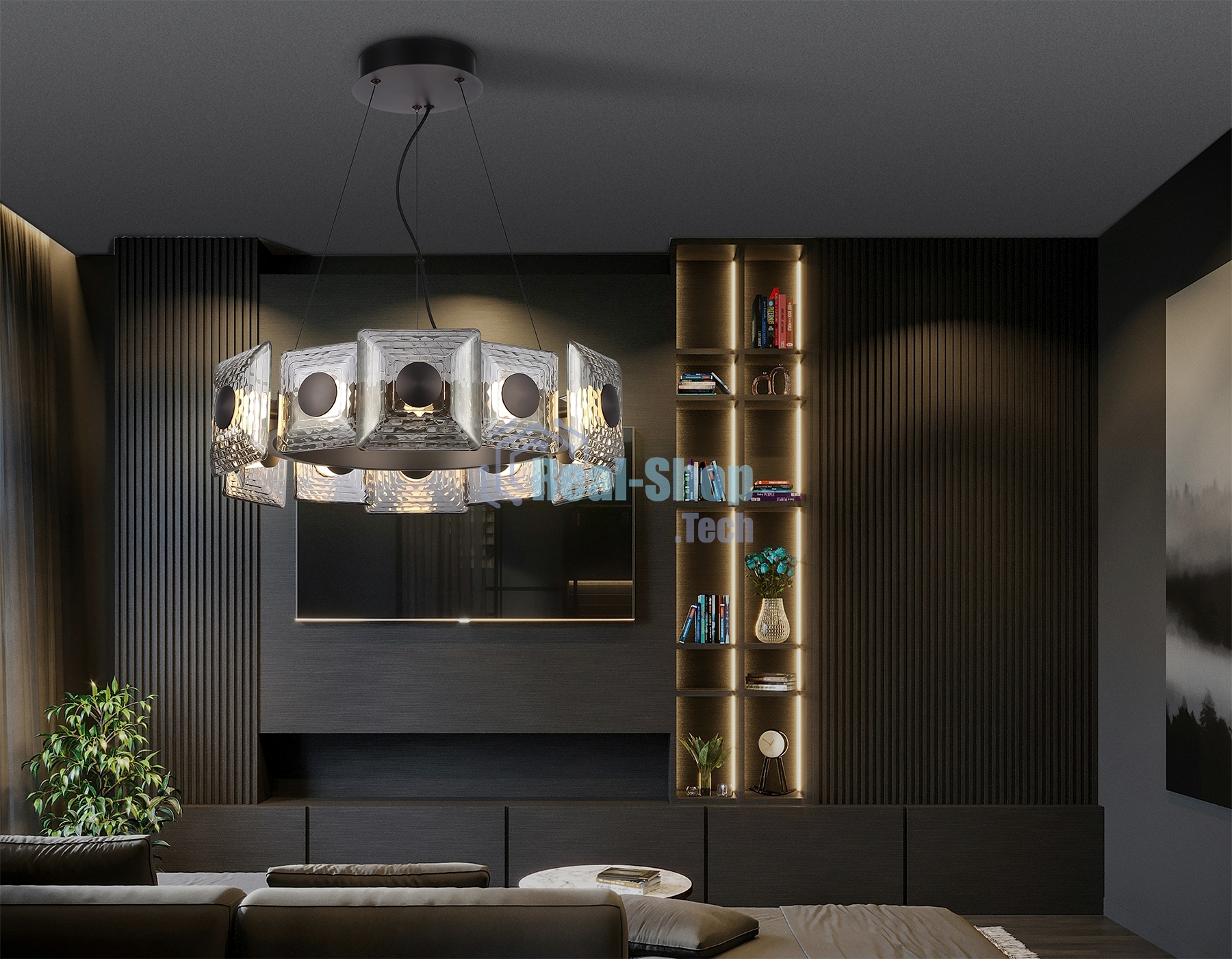 Светильник Ambrella light LH31024 GR/SM серый/дымчатый 56W 3000K D570*150