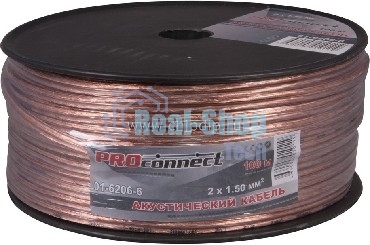 Кабель акустический PROconnect 2х1,50 мм², прозрачный BLUELINE, бухта 100 м