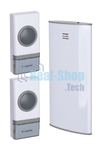 Звонок дверной беспроводной Космос KOC_AG307C232 мелодии, 150м, белый, 2 кнопки