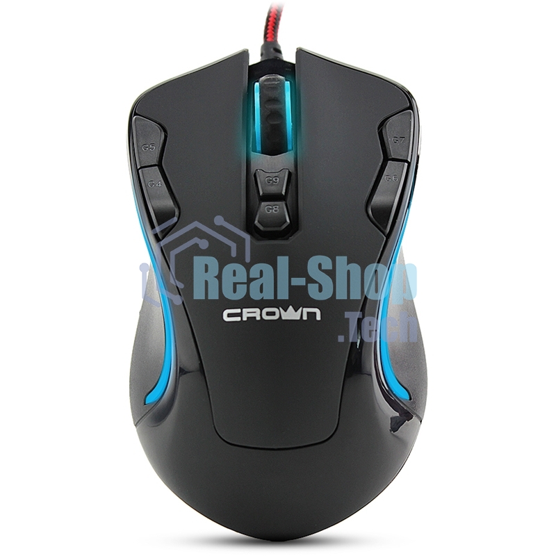 Мышь проводная Crown Gaming CMXG-804 черный, 2000 dpi, USB, кнопки - 9