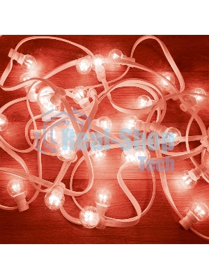 Гирлянда Neon-night LED Galaxy Bulb String 10м, белый каучук, 25 лампx6 LED красный, влагостойкая IP65