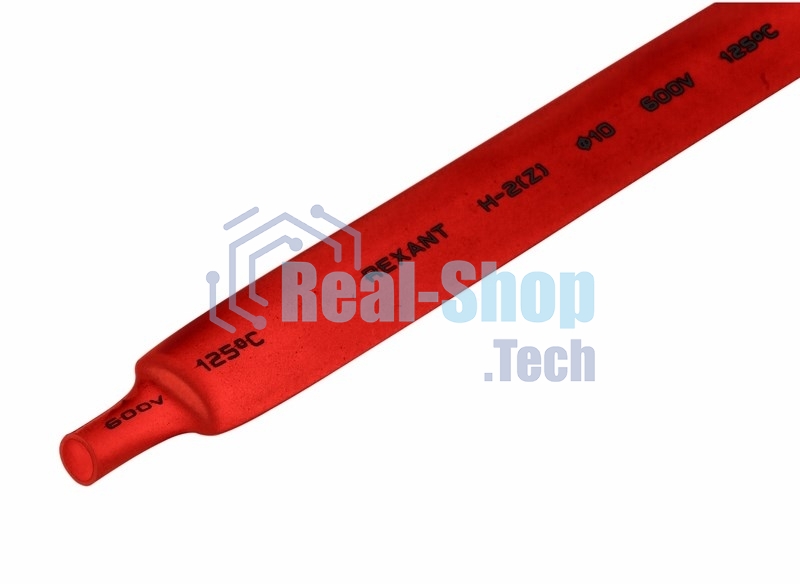 Термоусаживаемая трубка Rexant 10,0/5,0 мм, красная, упаковка 50 шт. по 1 м