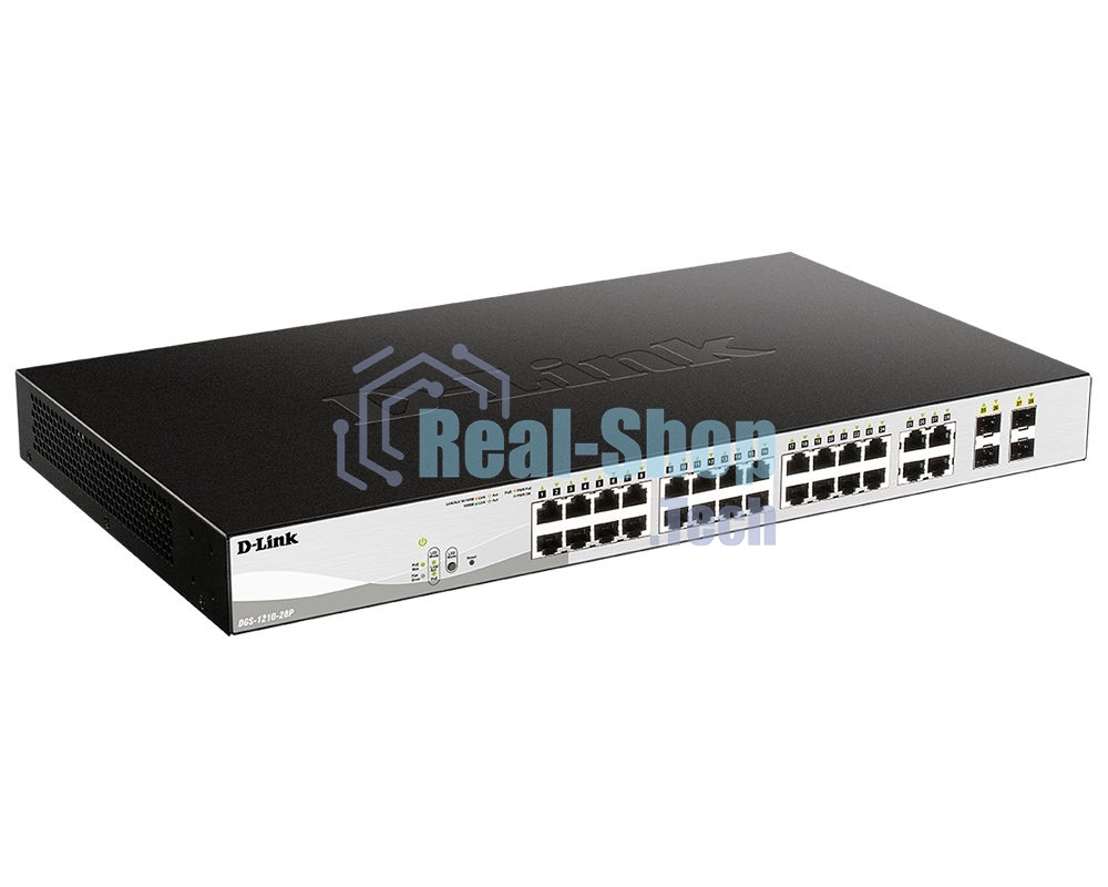 Коммутатор DGS-1210-28P/F5A Настраиваемый L2 PoE-коммутатор, 24x1000Base-T, 4хCombo 1000Base-T/SFP