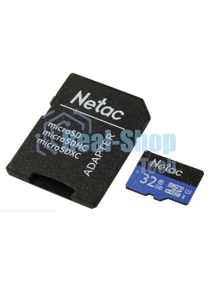 Флеш карта microSDHC 32Gb Netac P500 NT02P500STN-032G-R (с SD адаптером) 80Mb/s