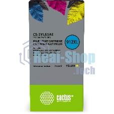 Картридж струйный Cactus CS-3YL83AE 912XL (есть ограничения по прошивке) желтый (10.5 мл) для HP OfficeJet 8012/8014/8015/8017;OfficeJet Pro 8022/8023/8024/8025 AIO
