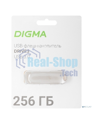 Флешка USB Digma DRIVE3 (DGFUM256A30SR), 256Gb, USB 3.0, R/W 120/50, серебристый