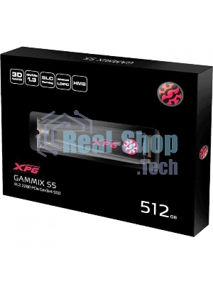 Накопитель SSD ADATA 256Gb, PCI-E 3.0 x4, XPG GAMMIX S5, M.2 2280, R/W 2100/1400Mb/s RET