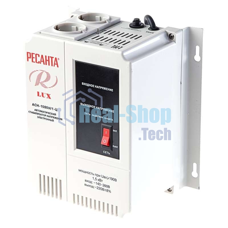 Стабилизаторы напряжения Ресанта АСН-1 500 Н/1-Ц 63/6/20 Стабилизатор Lux 220В±8%, Габариты 206х133х230, Вес 4,5кг