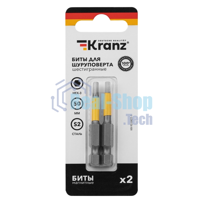 Бита шестигранная для шуруповерта Kranz HEX3х50 мм (2 шт./уп.)