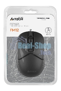 Мышь проводная A4Tech Fstyler FM12S черный, 1200 dpi, USB, кнопки - 3