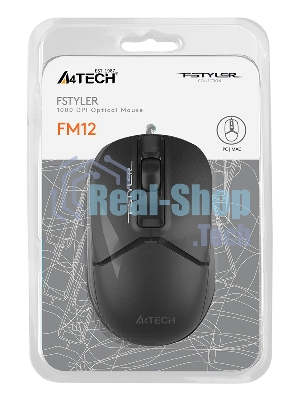 Мышь проводная A4Tech Fstyler FM12S черный, 1200 dpi, USB, кнопки - 3