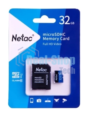 Флеш карта microSDHC 32Gb Netac P500 NT02P500STN-032G-R (с SD адаптером) 80Mb/s