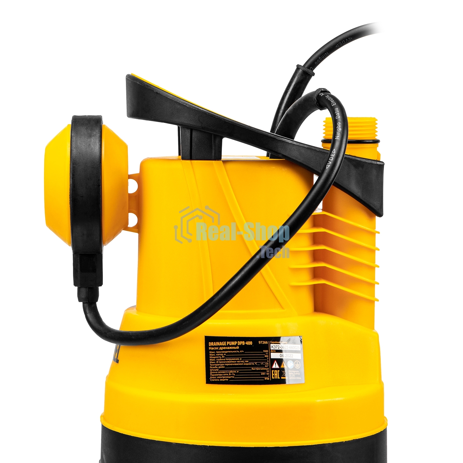 Дренажный насос для чистой воды Denzel DPB400, 400 Вт, подъем 11 м, 5500 л/ч
