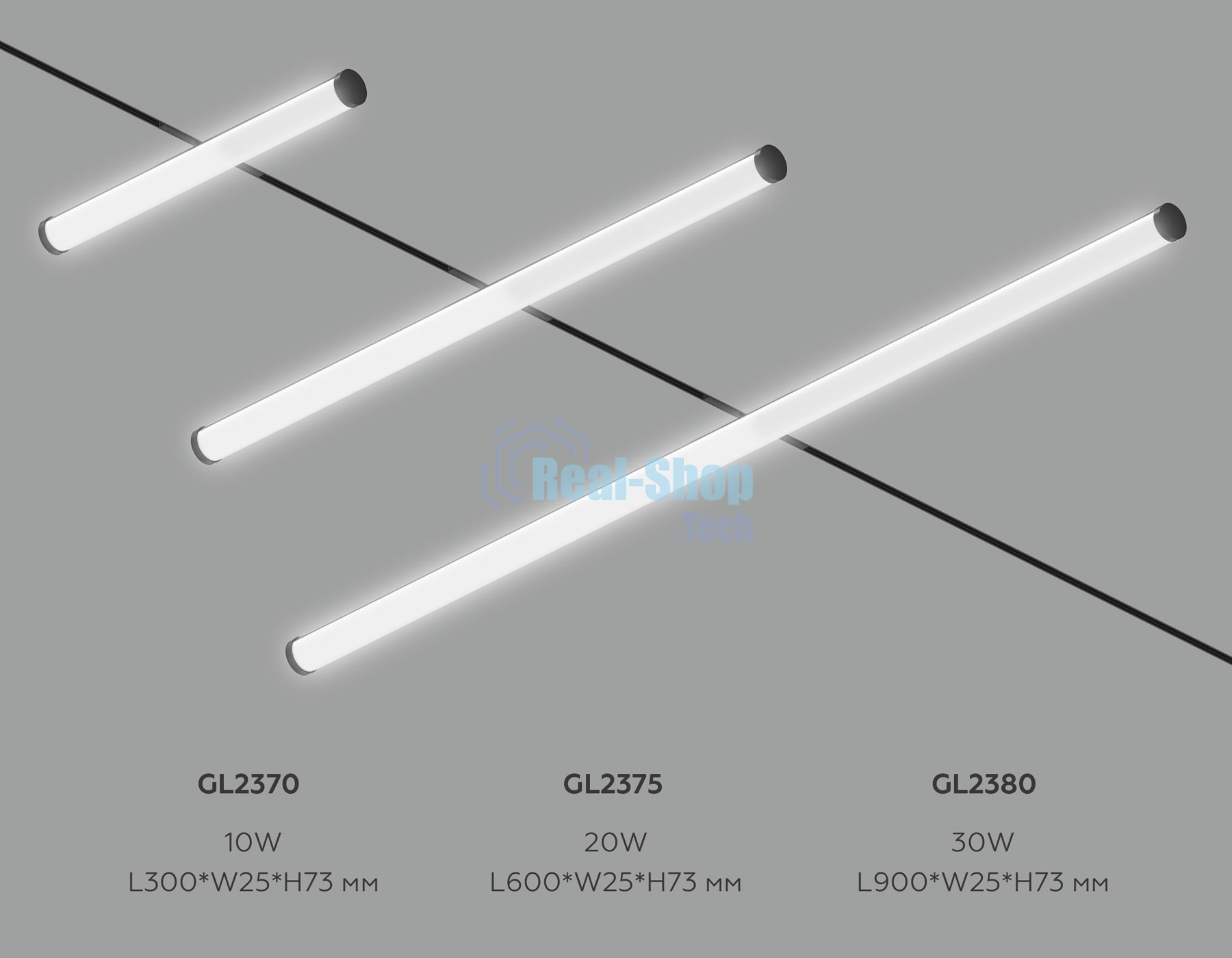 Трековый светильник GL2380 BK черный IP20 30W 3CCT 3000-6400K 48V 900*25*73