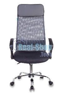 Кресло руководителя Бюрократ KB-6N/SL/DG/TW-12 серый TW-04 TW-12 сетка крестовина хром