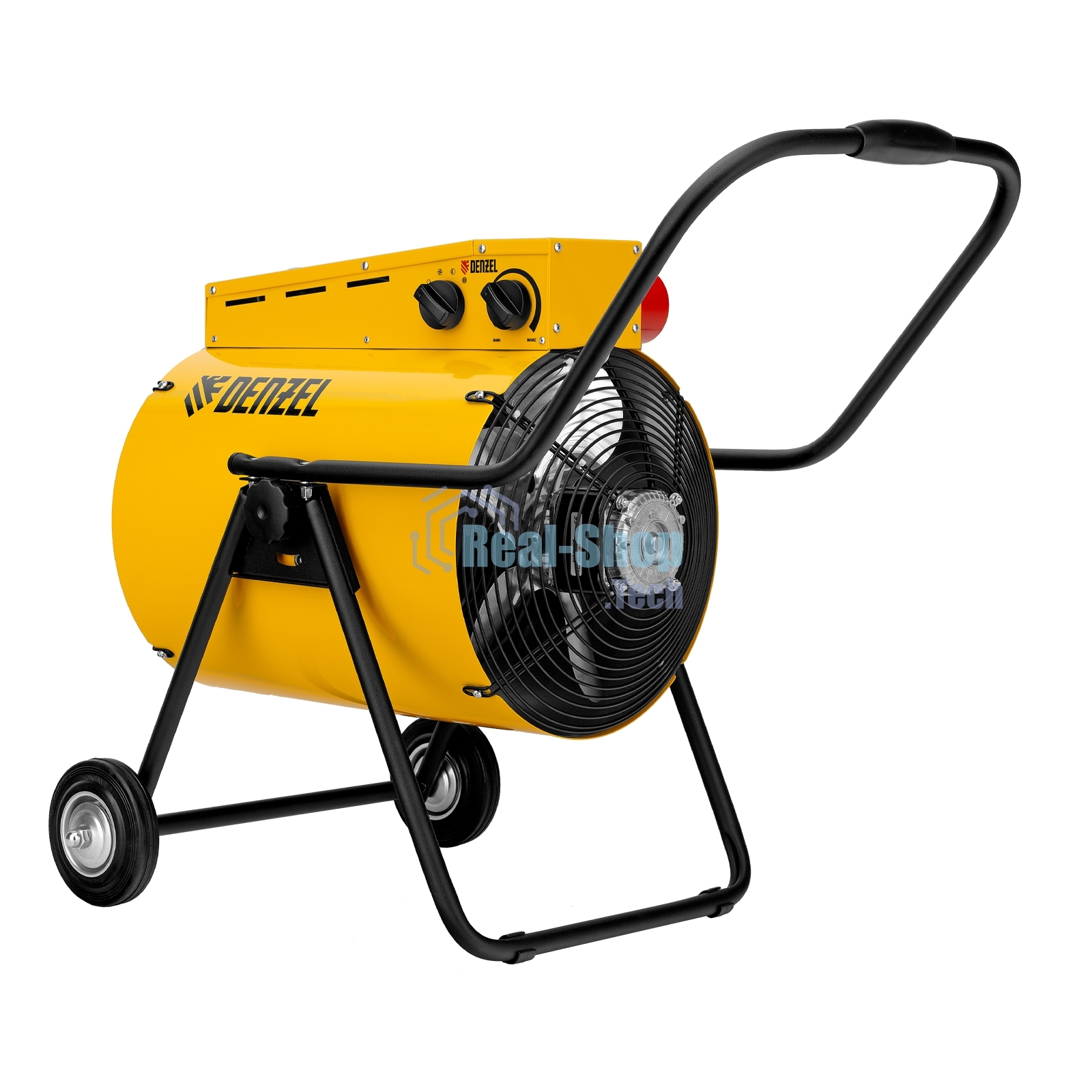 Тепловая пушка Denzel SFH-15000, 400 В, желтый, 120/9000/15000 Вт, 150 м2, термостат