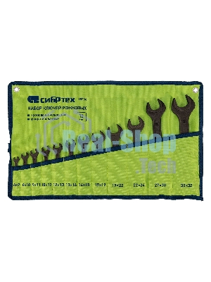 Набор ключей рожковых Сибртех, 6 - 32 мм, 12 шт., CrV, фосфатированные