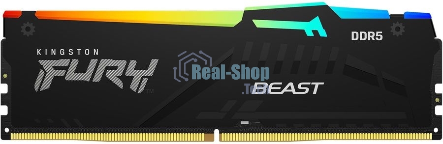 Оперативная память Kingston Fury Beast, DDR5, 16Gb (1x16Gb), 5600MHz, CL40, DIMM, с радиаторами, RGB, черный