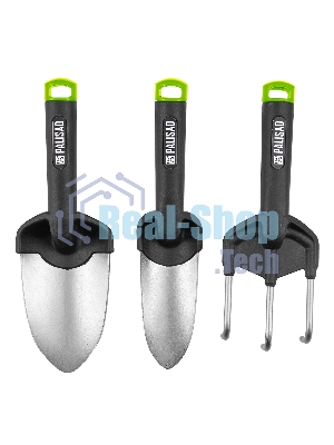 Набор садового инструмента, стальной, полипропиленовые рукоятки, 3 предмета, BASE Palisad