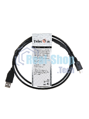 Кабель USB 2.0 A-->mini-B 5P (1м) черный TELECOM/VCOM TC6911BK-1.0M