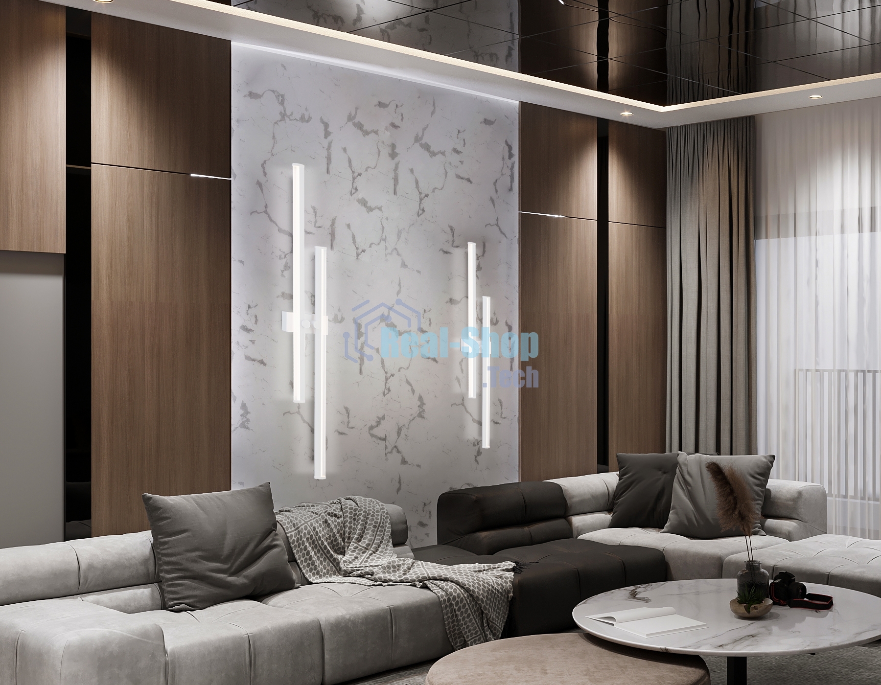 Настенный светодиодный светильник Ambrella light FL6161 WH белый 28W 3000K-6400K 810*120*65