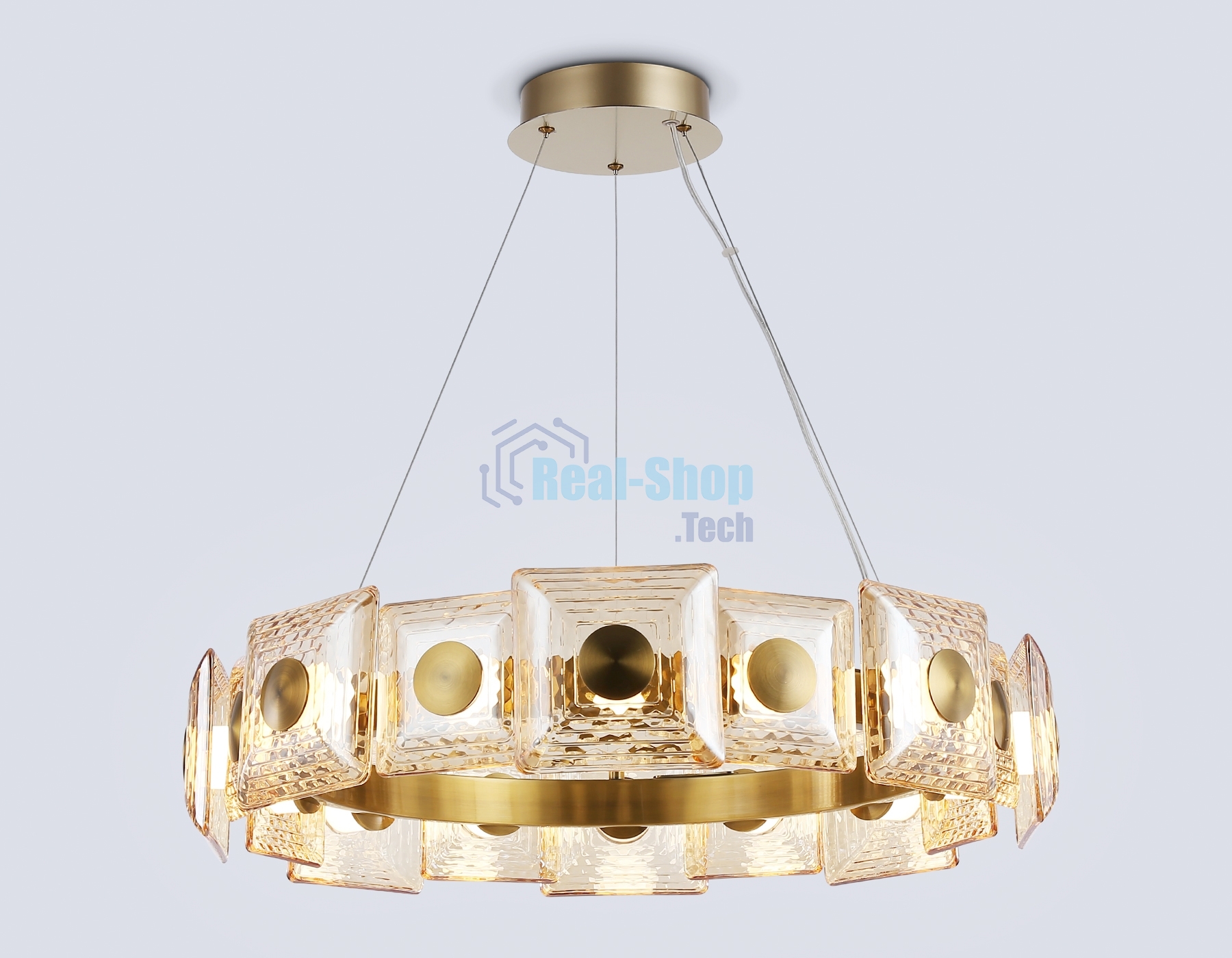 Светильник Ambrella light LH31027 BS/TI латунь/янтарь 72W 3000K D700*150