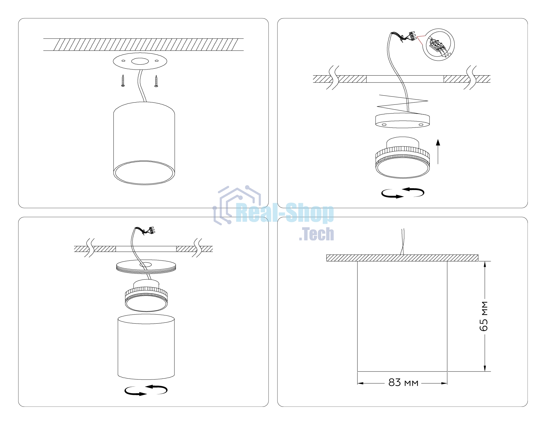 Светильник Ambrella light TN5306 BK/GD черный/золото GX53 max 15W D83*65