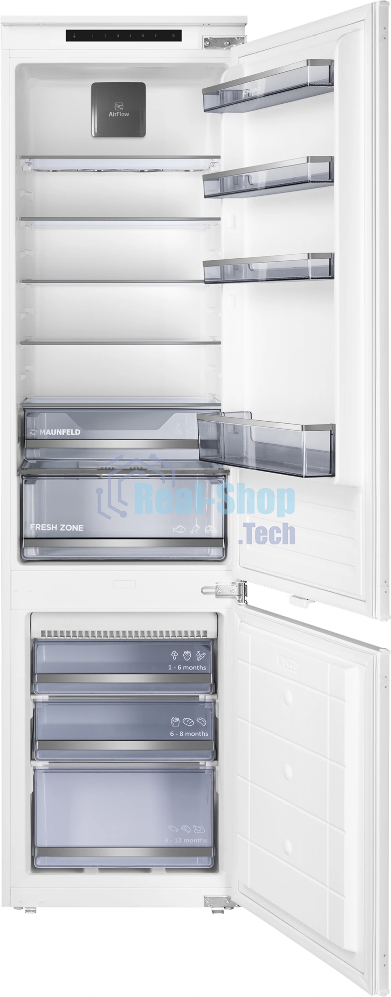 Встраиваемый холодильник Maunfeld MBF193NFFWGR Inverter белый двухкамерный 225/57 л морозилка снизу, NoFrost