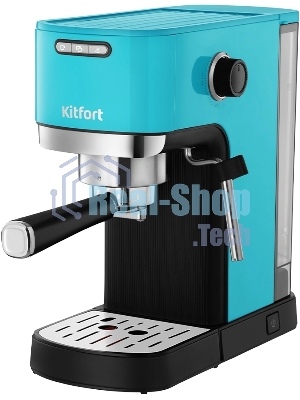 Кофеварка рожковая Kitfort КТ-7461 бирюзовый/черный, исп. кофе - молотый, 1.2 л, 1350 Вт, 20 бар
