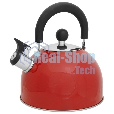 Чайник для плиты MALLONY MAL-039-R из нержавеющей стали со свисток, 2,5 л, красный (в уп. 12 шт)