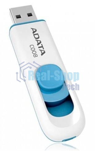 Флешка USB ADATA С008 (AC008-64G-RWE), 64Gb, USB 2.0, R/W 15/5, белый/синий