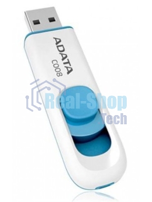 Флешка USB ADATA С008 (AC008-64G-RWE), 64Gb, USB 2.0, R/W 15/5, белый/синий