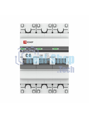 Выключатель автоматический EKF mcb4763-3-06C-pro 3P 6А (C) 4,5kA ВА 47-63 EKF PROxima