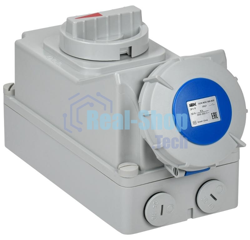 Розетка с механической блокировкой ССИ-823 32А-6ч 220В 2P+PE IP67 | PSR11-032-3-5-67 | IEK