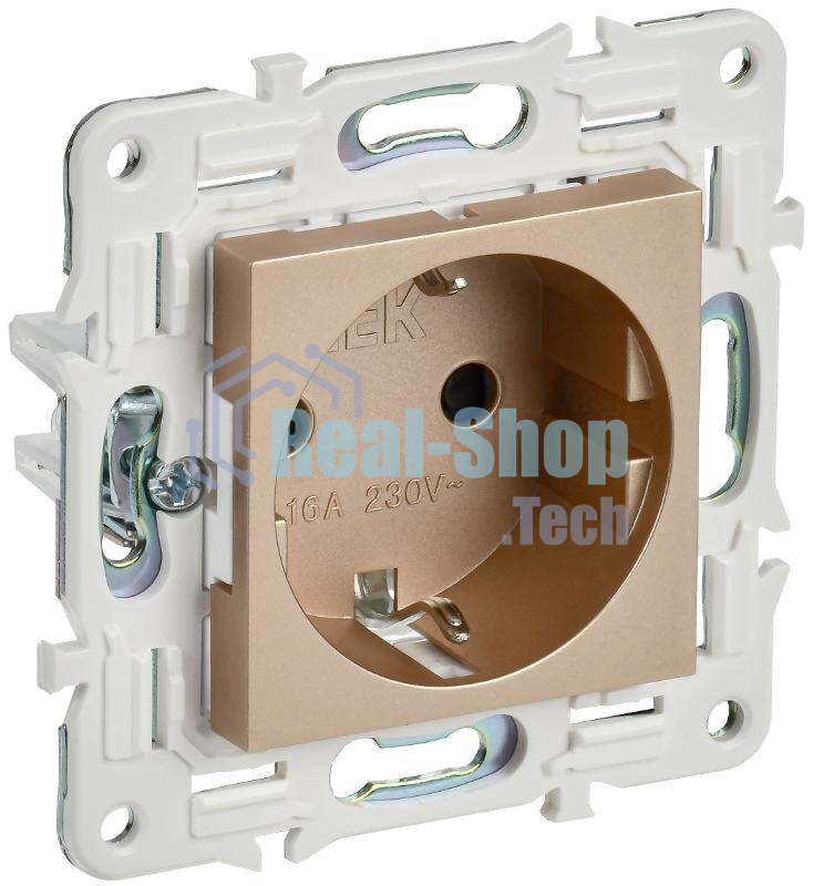 Розетка с/з с защитными шторками 16А IEK SKANDY SK-R04Sa песочный