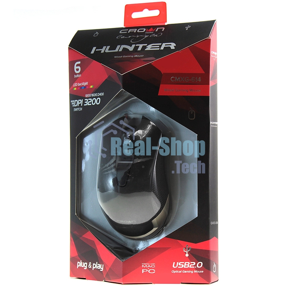 Мышь проводная CROWN Gaming CMXG-614 USB CM000001532 DPI 800/1000/1600/2400