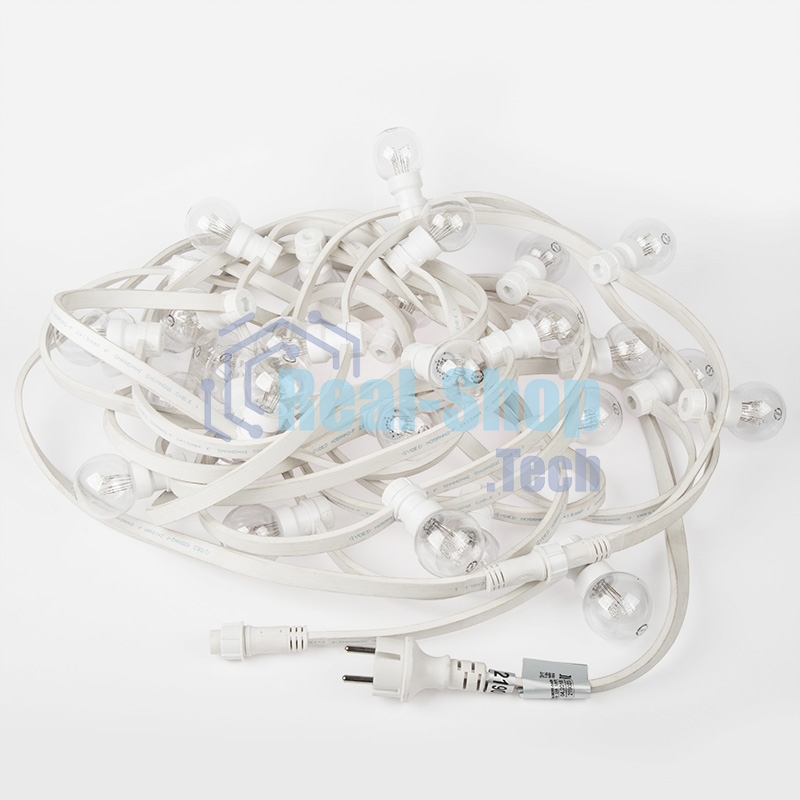 Гирлянда Neon-night LED Galaxy Bulb String 10м, белый каучук, 25 лампx6 LED красный, влагостойкая IP65