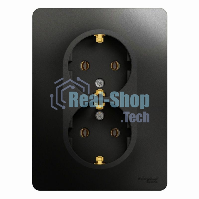 Розетка 2-м Glossa 16А с заземл. в сборе антрацит SchE GSL000724