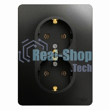 Розетка 2-м Glossa 16А с заземл. в сборе антрацит SchE GSL000724