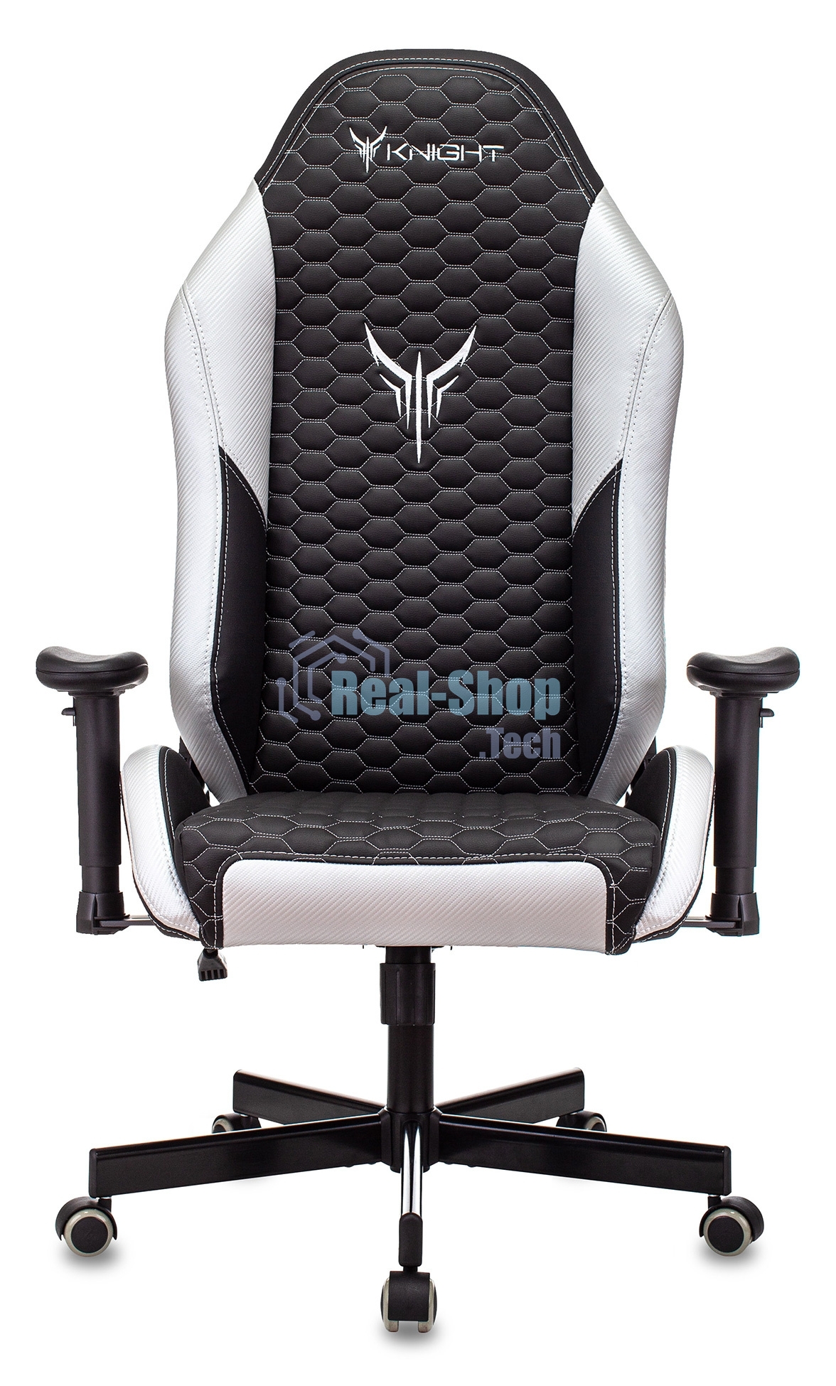 Кресло игровое Knight Neon черный/серебряный соты эко.кожа с подголов. крестовина металл