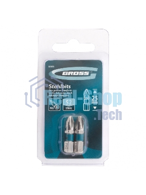 Набор бит Gross 11351 РН2x25, сталь S2, 2 шт