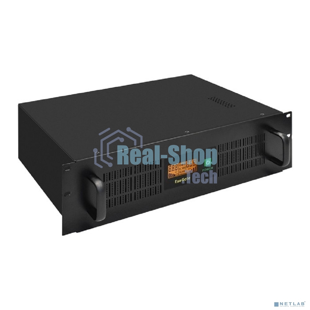 Источник бесперебойного питания ExeGate ServerRM UNL-1500.LCD.AVR.2SH.4C13.RJ.USB.3U / 1500 ВА / 900 Вт / 4 x IEC 320 C13, 2 x CEE 7 (евророзетка)