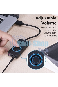 Внешняя звуковая карта Vention USB c регулятором громкости Черная