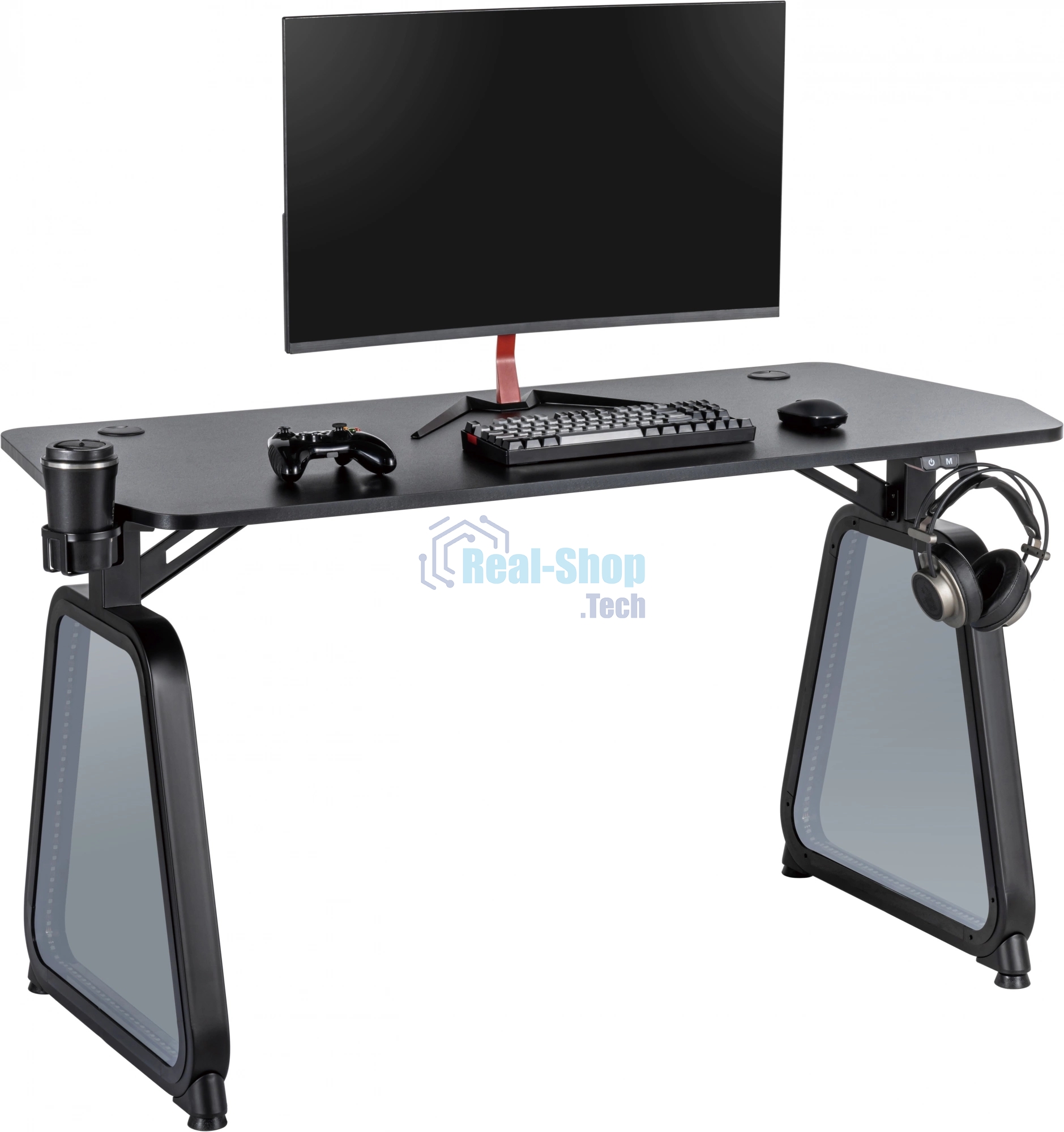 Стол игровой Cactus CS-GMD-BK-RGb столешница МДФ, черный каркас черный 136x60x75 см