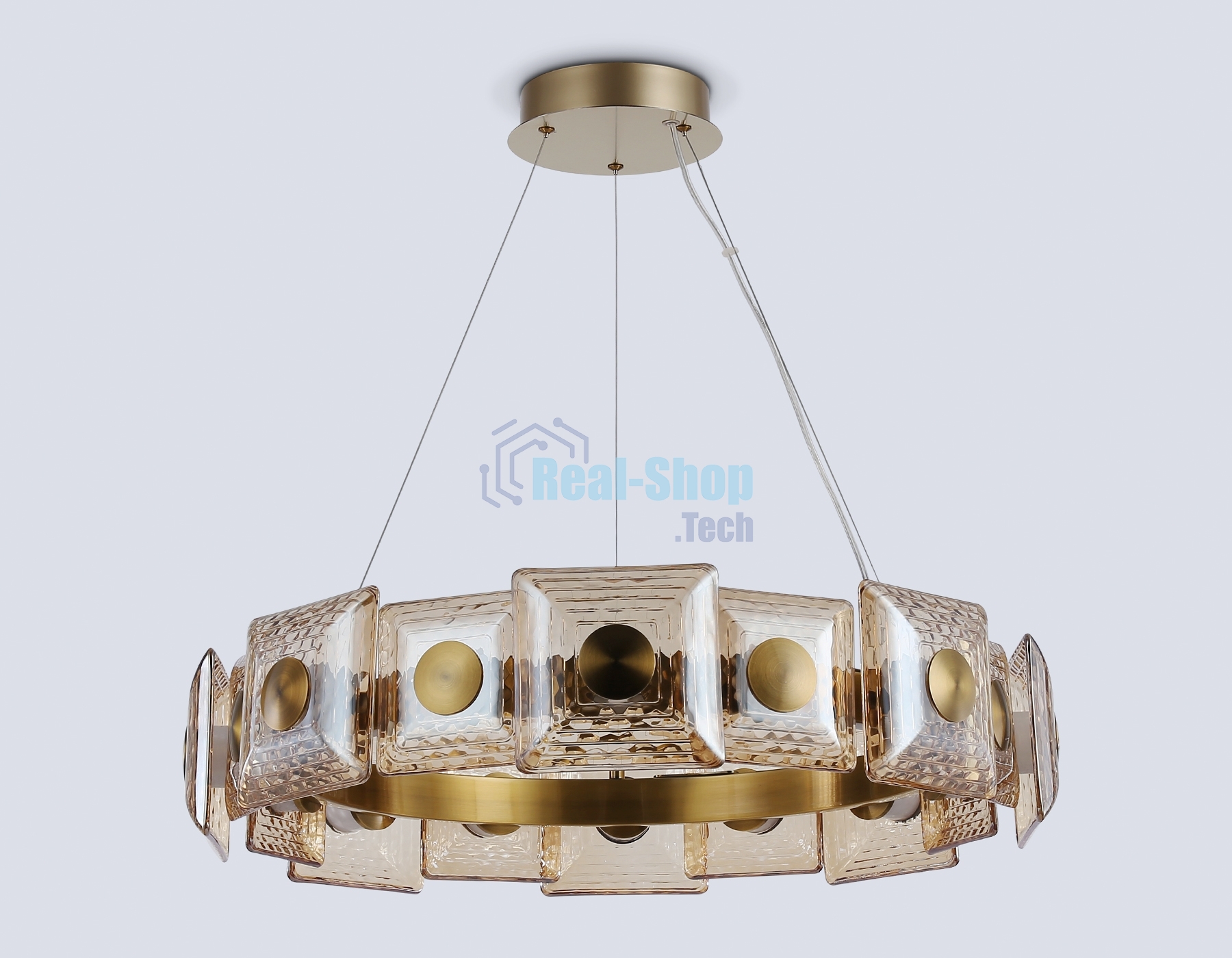 Светильник Ambrella light LH31027 BS/TI латунь/янтарь 72W 3000K D700*150