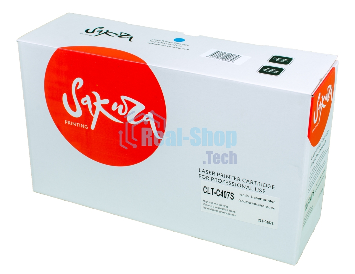 Картридж лазерный Sakura CLTC407S для Samsung CLP-320/325, CLX-3185, синий, 1000 к.