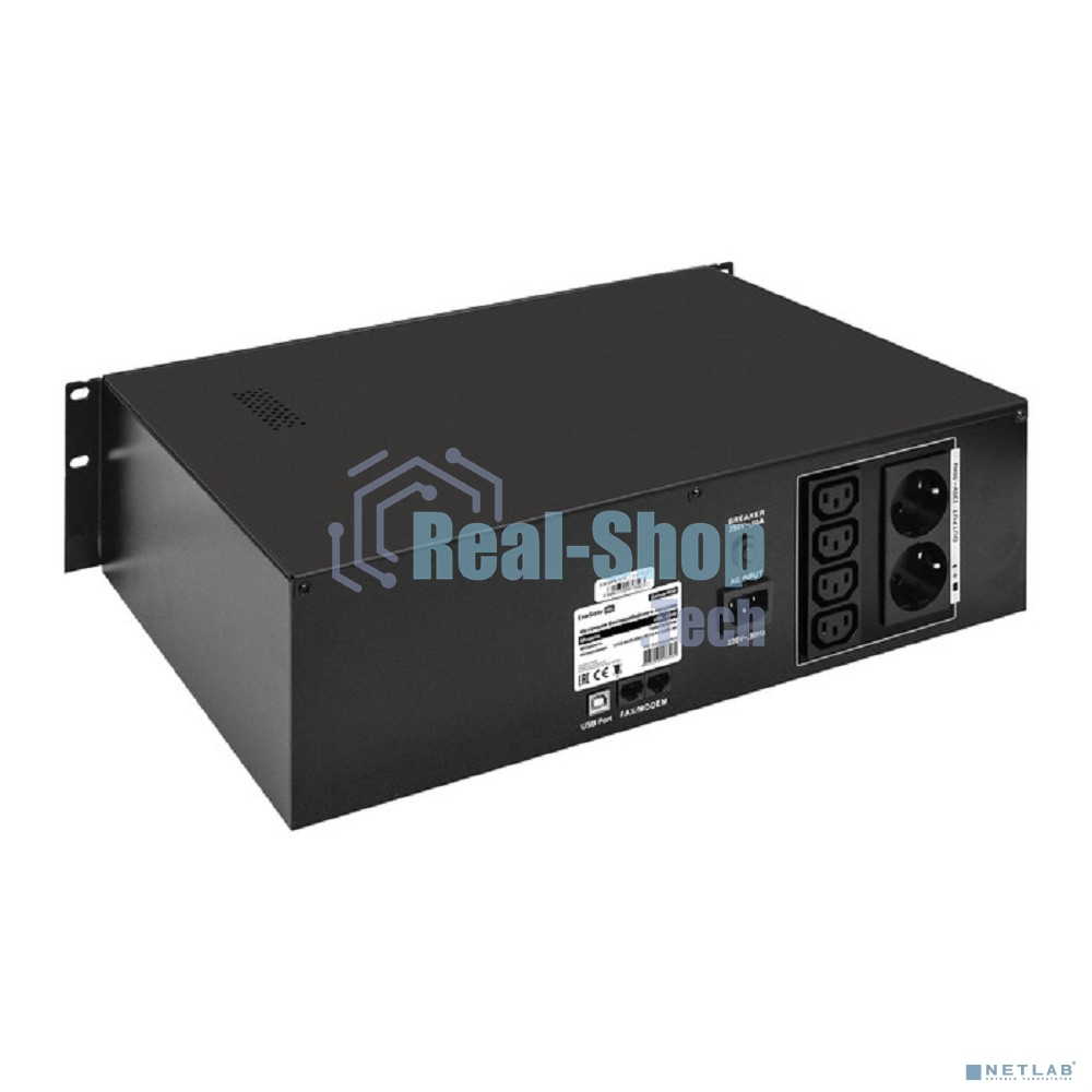 Источник бесперебойного питания ExeGate ServerRM UNL-1500.LCD.AVR.2SH.4C13.RJ.USB.3U / 1500 ВА / 900 Вт / 4 x IEC 320 C13, 2 x CEE 7 (евророзетка)