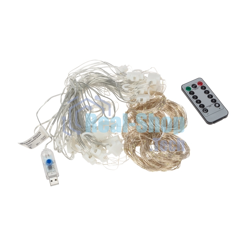 Гирлянда Neon-night Светодиодный дождь из росы 6х3 м, теплый белый, USB + пульт управления