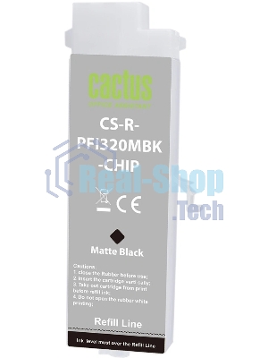 Картридж перезаправляемый струйный Cactus CS-R-PFI320MBK-CHIP PFI-320 черный матовый (260мл) для Canon imagePROGRAF TM-200/200MFP/205/300/300MFP/305/250/255/350/355 с чипом